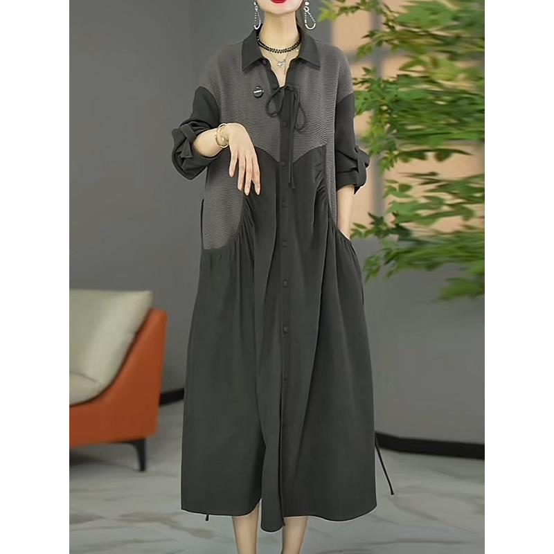 JOYIASS轻奢气质时尚妈妈设计感连衣裙秋季新款大码欧版宽松显瘦