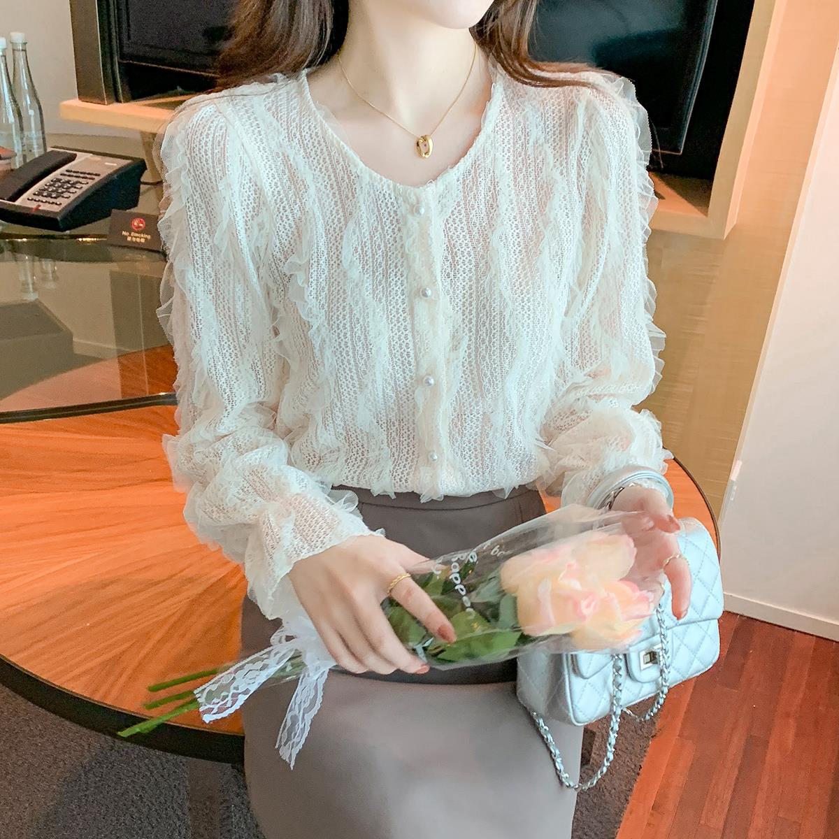 JOYIASS气质女装2025年新款秋季时尚法式高级感洋气爆款上衣蕾丝