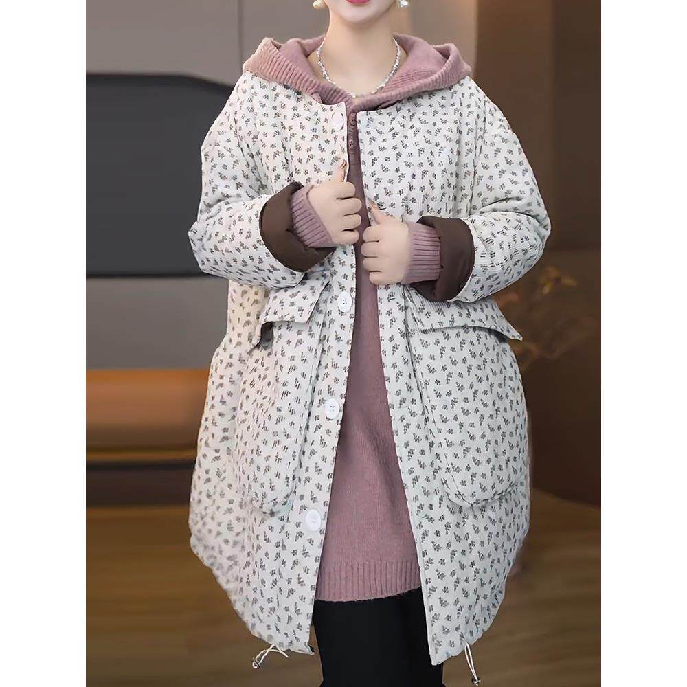 JOYIASS大码女装时尚大口袋服外套女冬季轻薄保暖不臃肿欧版宽松