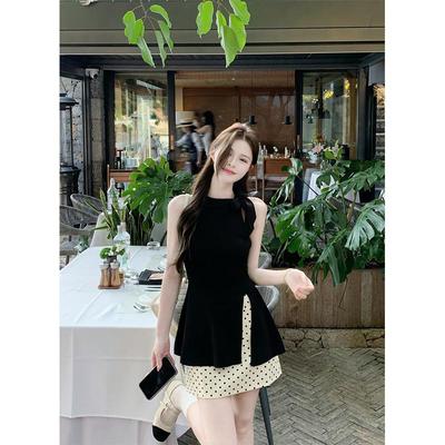 BLLOUKE2025夏季爆款巨好看的夏天装穿搭配一整套挂脖上衣裙子两