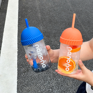 夏季ins水杯带盖吸管杯大容量玻璃杯高颜值杯子男女新款2025防尘