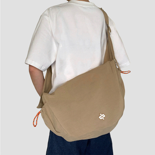 GuessWhat防泼水日系无印慵懒风大容量帆布包通勤上课斜挎单肩包