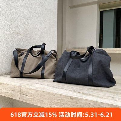 Guesswhat慵懒手提大容量帆布包新款托特包中性休闲复古通勤包包
