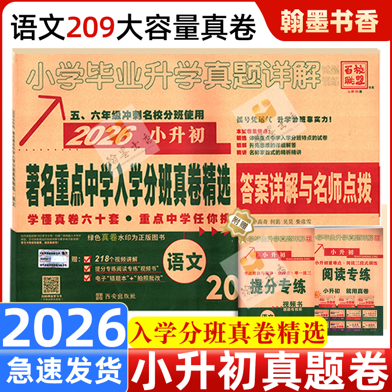 2026陕西小升初真题语文209套