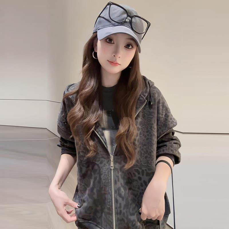 JOYIASS早秋独特漂亮豹纹连帽外套女2025新款今年流行爆款巨好看