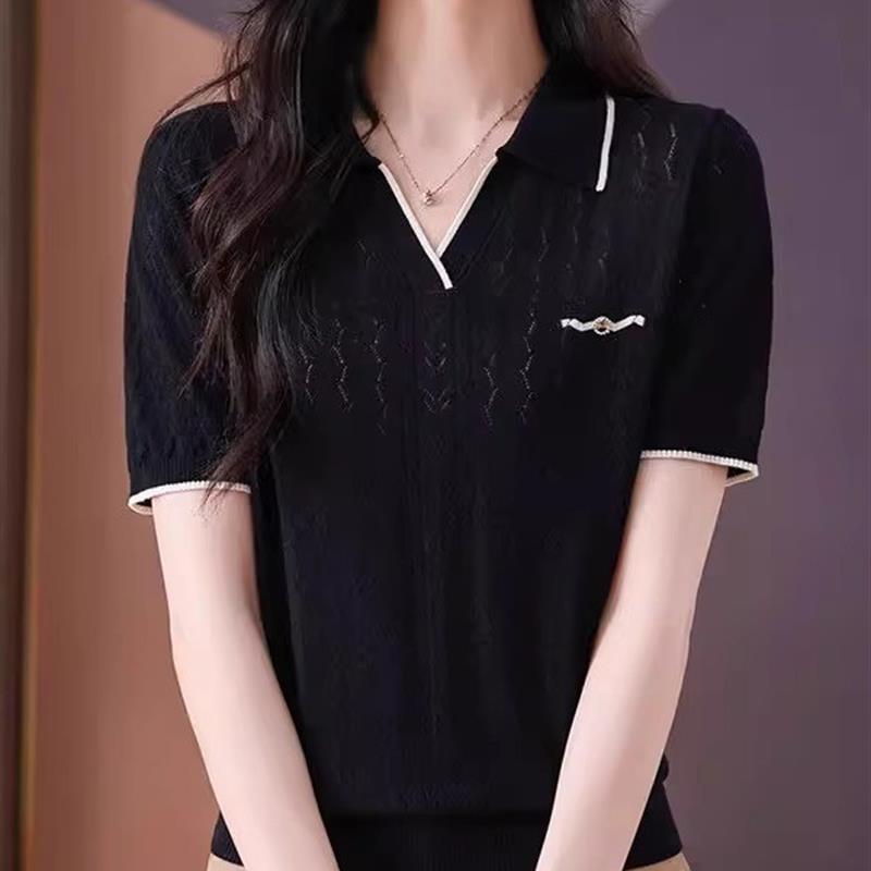 BLLOUKE奥特莱斯清仓品牌切尾商品女性修身Look短袖针织衫2025新