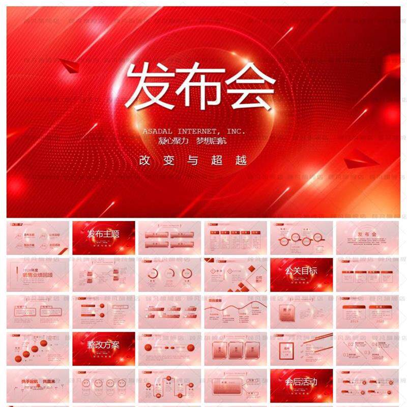 红色公司企业新品发布会策划方案动态ppt模板品牌手机汽车科技ppt