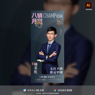 房地产销冠人物海报设计AI高端销售冠军宣传广告背景模板素材