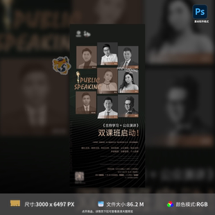 设计PSD分层模板素材源文件格式 黑金人物海报地产培训高端版 式
