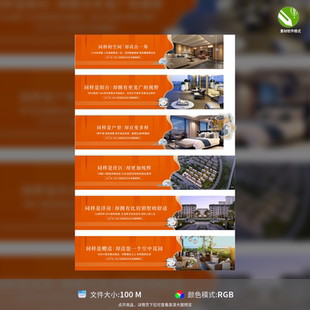 地产围挡海报广告展板房地产洋房价值点露台户型系列CDR模板素材