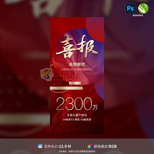喜报海报地产红金大字报大气设计PSDCDR格式 模板素材免费赠送