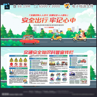 交通安全宣传教育标语广告设计漫画知识栏板报活动PSD模板素材