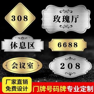 牌金属家用门牌号定制铝牌铭牌标识牌房号牌房间数字贴提 门牌号码