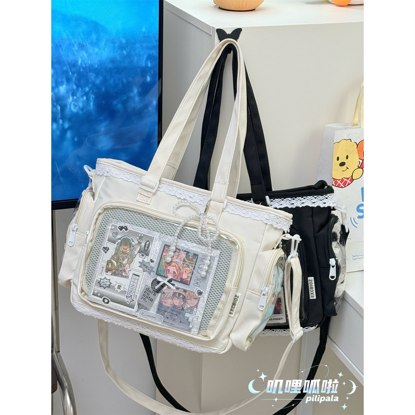 日系二次元漫展痛包娃包女学生上课通勤单肩托特包蕾丝花边斜挎包