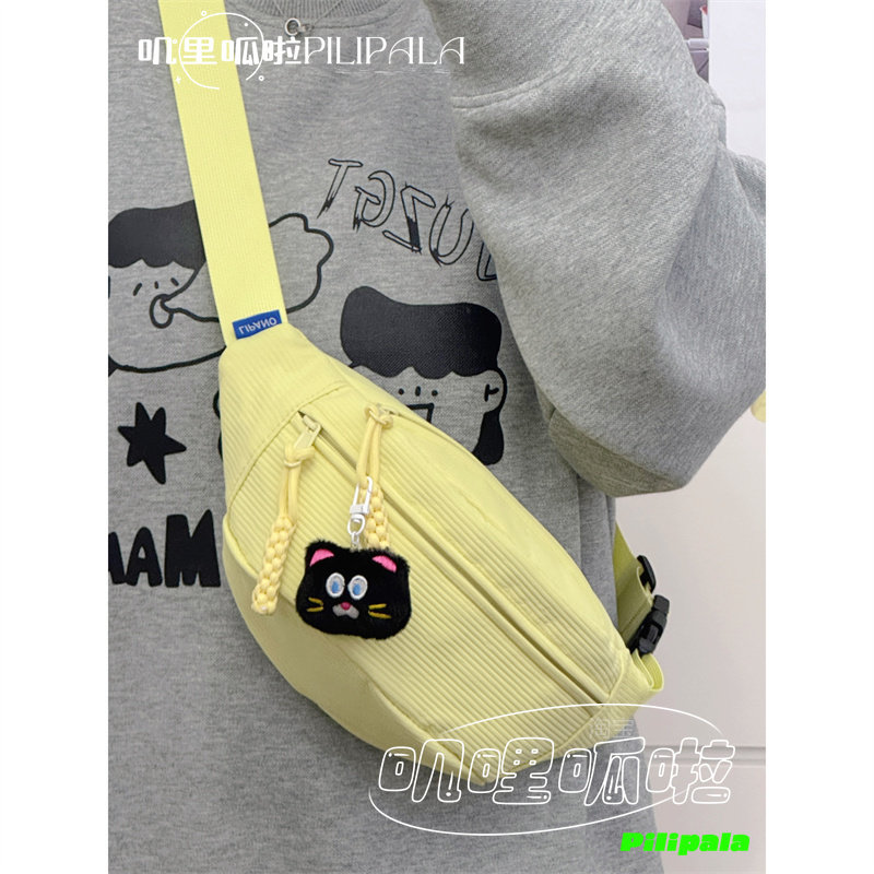 日系ins软妹少女胸包 2024秋休闲条纹斜挎包百搭潮纯色骑行腰包男,箱包皮具/热销女包/男包,胸包,淘宝优惠券,粉丝福利购,淘宝优惠卷