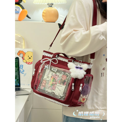 日系二次元漫展痛包娃包女学生上课通勤单肩托特包蕾丝花边斜挎包