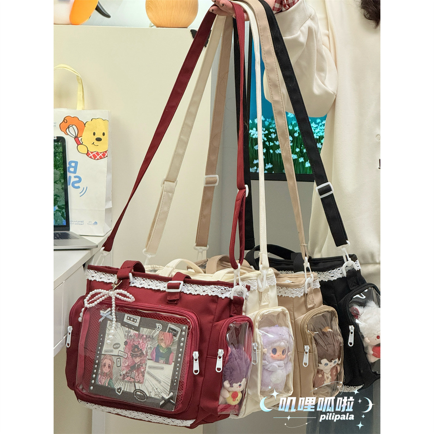 日系二次元漫展痛包娃包女学生上课通勤单肩托特包蕾丝花边斜挎包,箱包皮具/热销女包/男包,痛包,淘宝优惠券,粉丝福利购,淘宝优惠卷