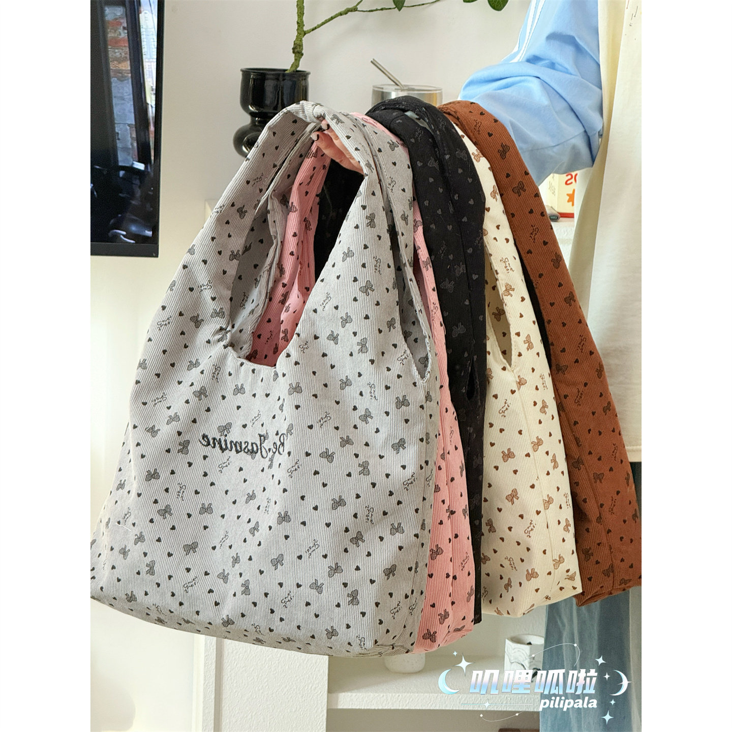 韩系ins风灯芯绒托特包女 慵懒风大学生日常单肩包百搭通勤手提袋