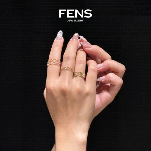 FENS珠宝18K金项链蕾丝戒指女