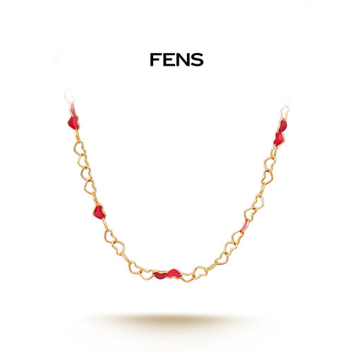 FENS珠宝18k金红心心项链女
