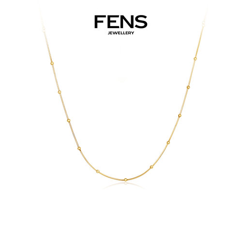 FENS珠宝18K金八角蛇骨珠珠项链