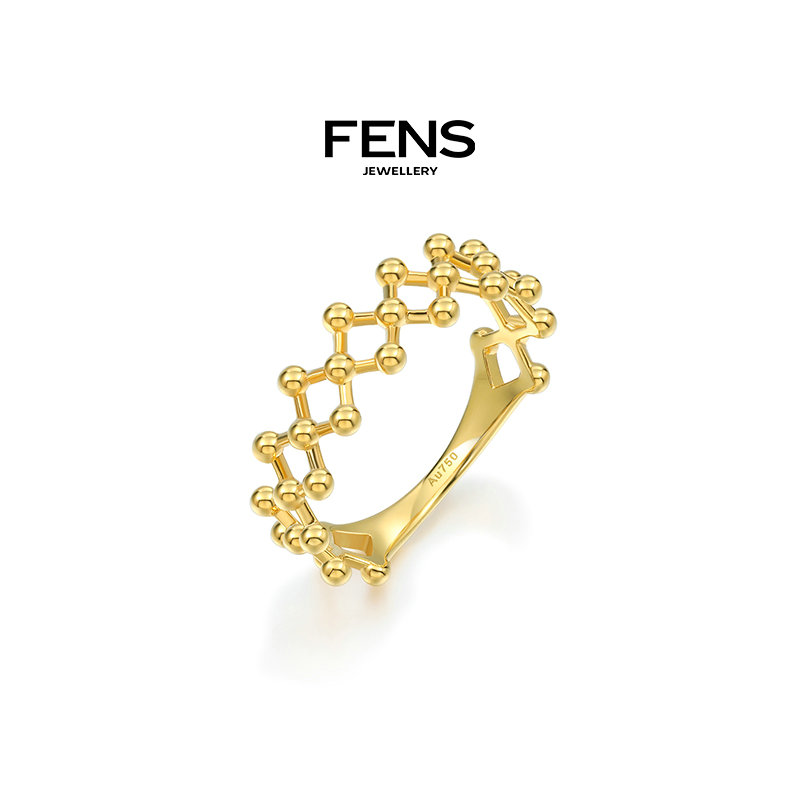 FENS珠寶18K金戒指女ins風疊戴