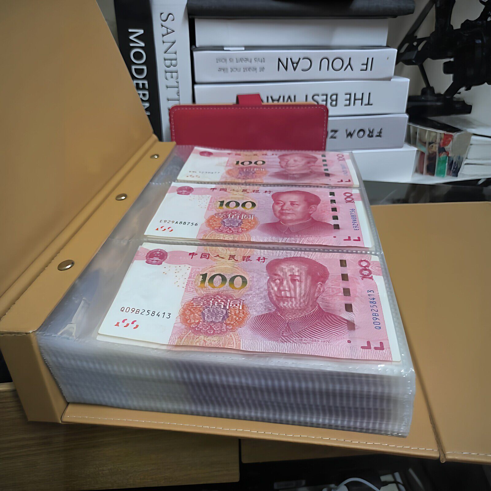 【理财好手】现金人明币10万存钱夹钱册家用收纳大容量保险密码本