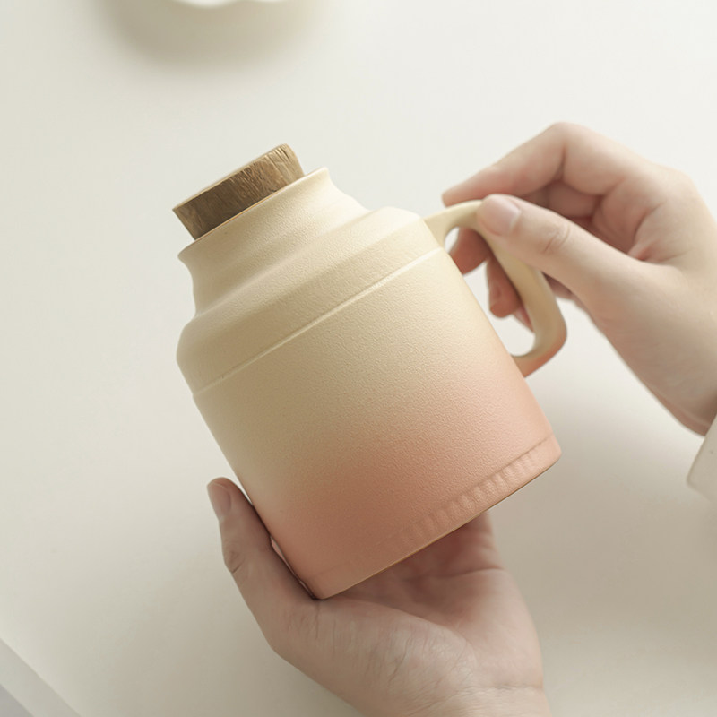 小暖壶杯子马克杯带盖中式陶瓷水杯保温瓶焖泡茶办公杯定制大容量