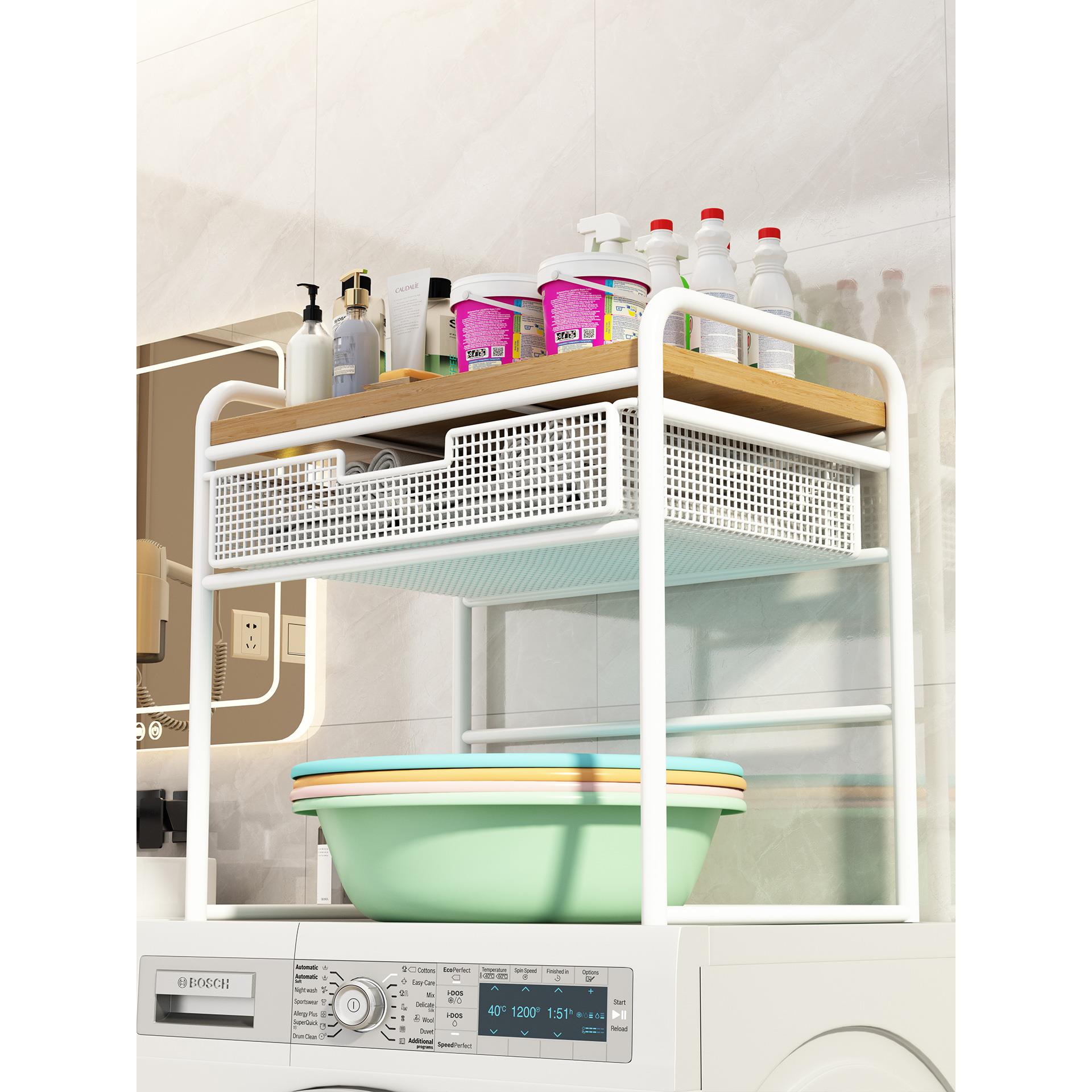 滚筒洗衣机上方置物架落地侧边收纳家用顶部抽屉分层洗衣液储物架