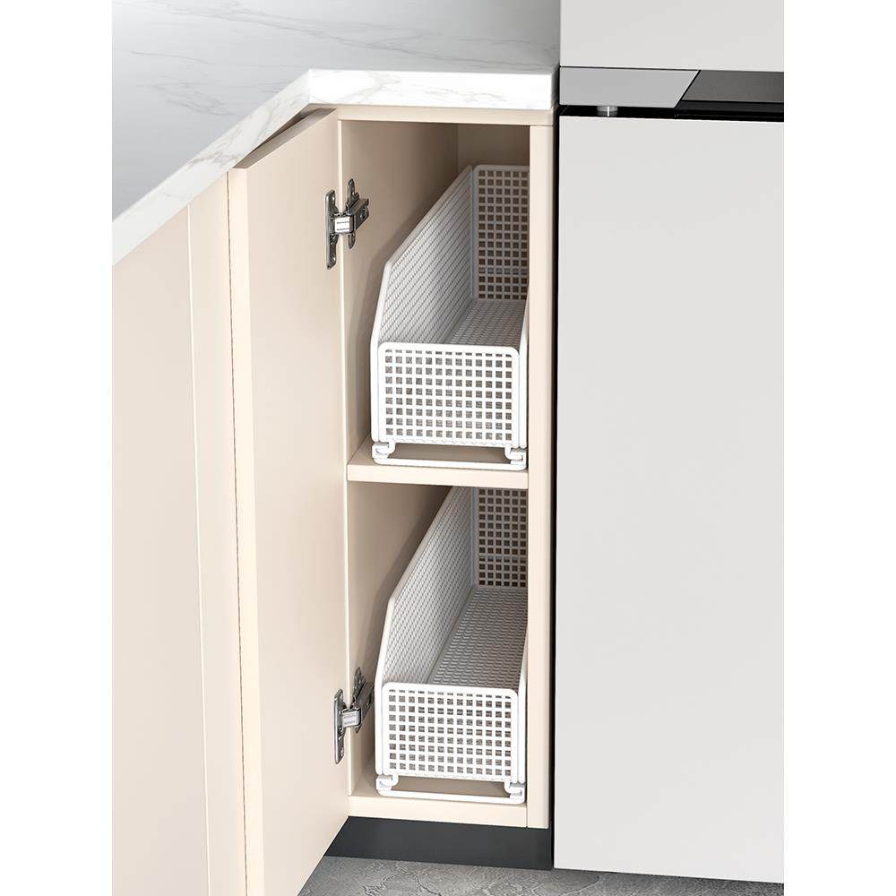 厨房抽拉拉篮橱柜内置物架收纳抽屉式窄柜超深柜调味料收纳框单层