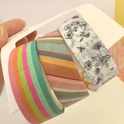 出口外单PASTEL BASICS卡通diy手工彩色手账胶带贺卡手工装饰胶带