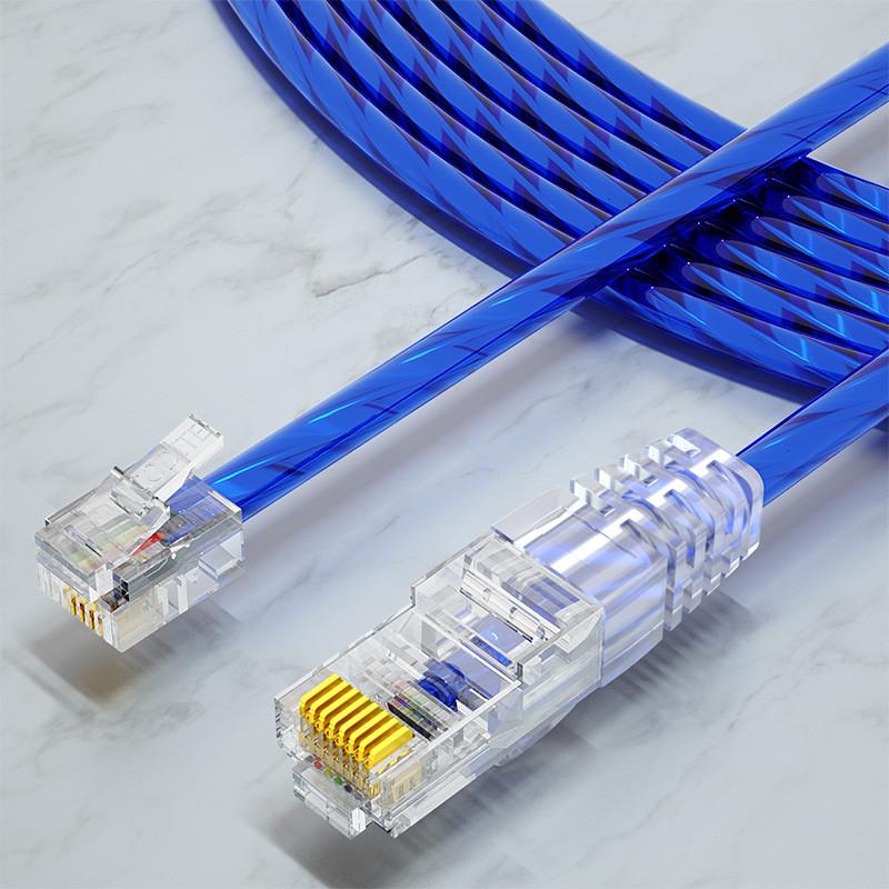 RJ11-RJ45跳线 RJ45转RJ11电话线 4芯全铜电话跳线1米-10米可定制