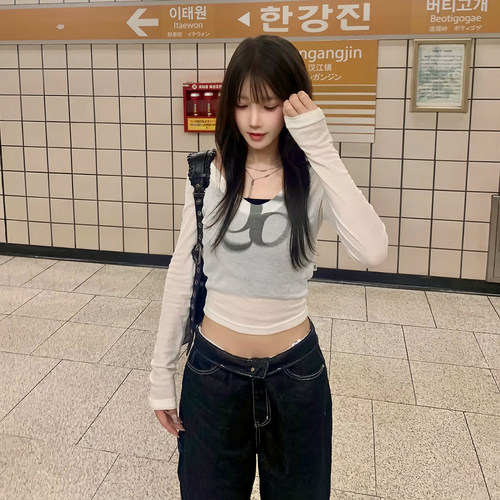 韩代ason修身显瘦微透长袖T恤女
