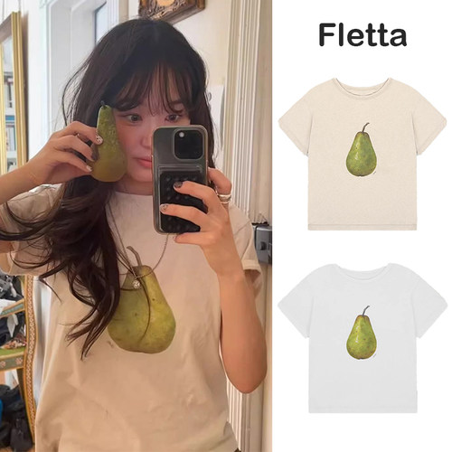 韩国正品fletta梨子短袖T恤女