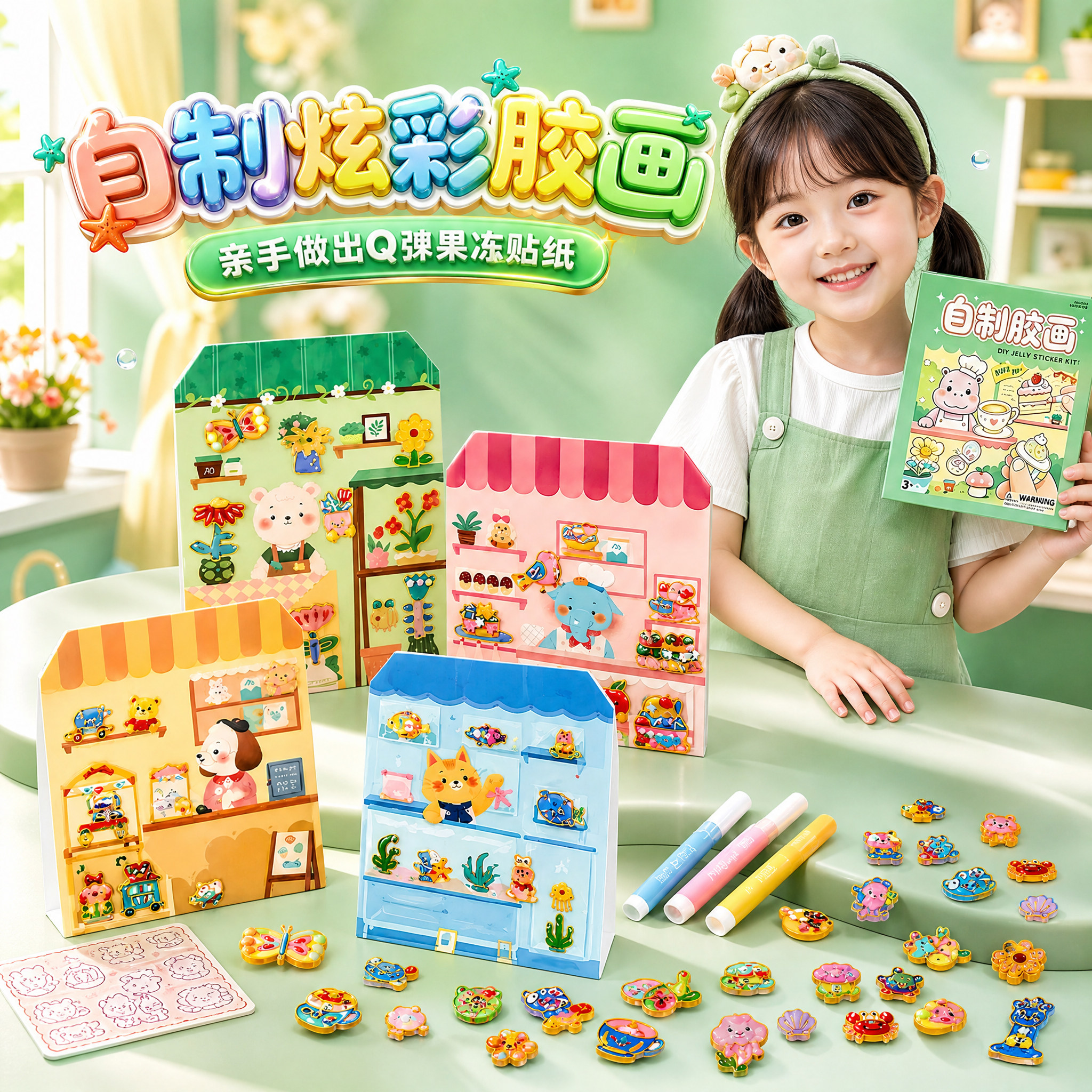 滴胶贴纸儿童填色滴胶贴纸图片