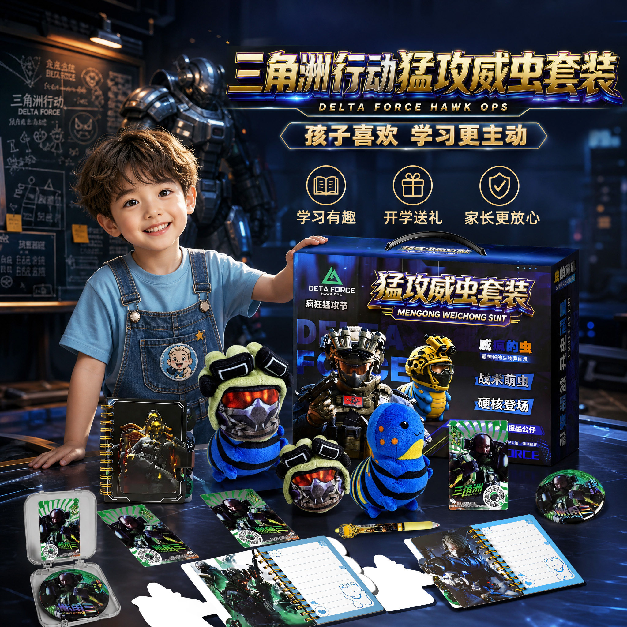 儿童威虫文具礼盒玩偶