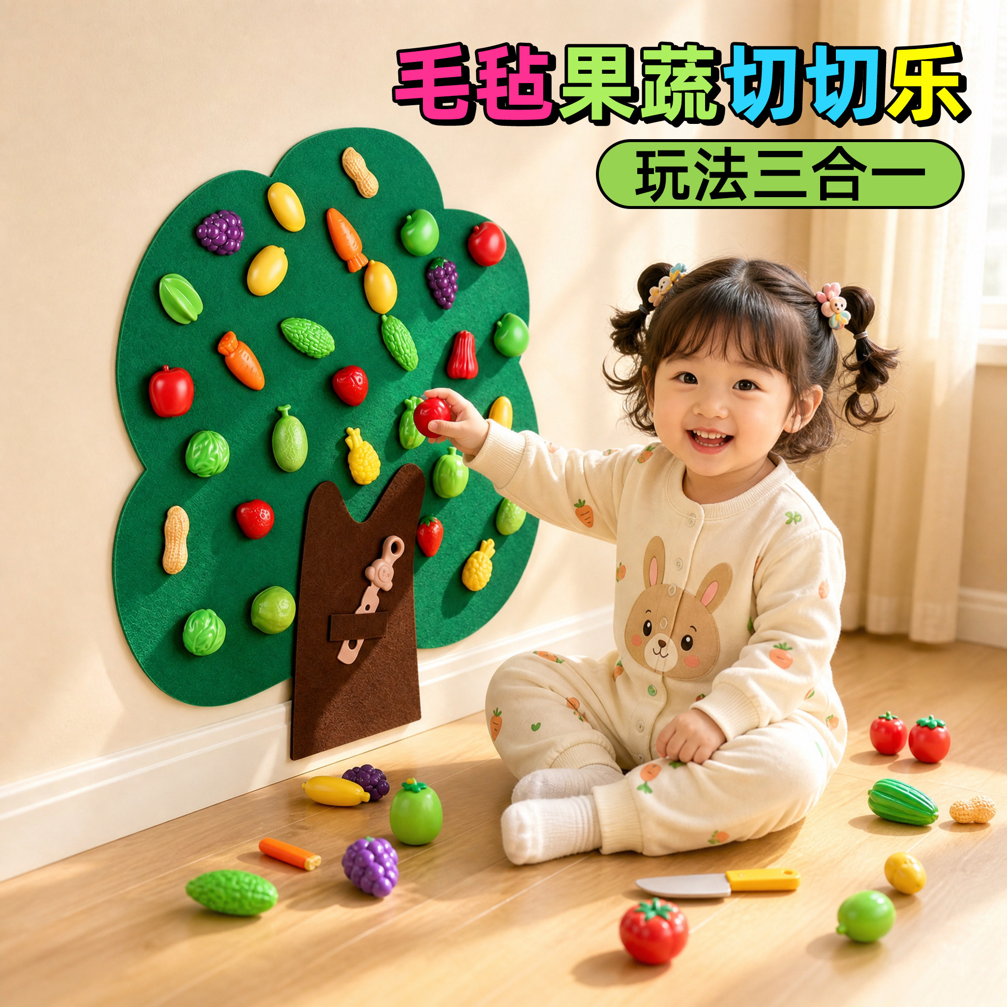 小树毛毡板水果蔬菜摘摘乐图片