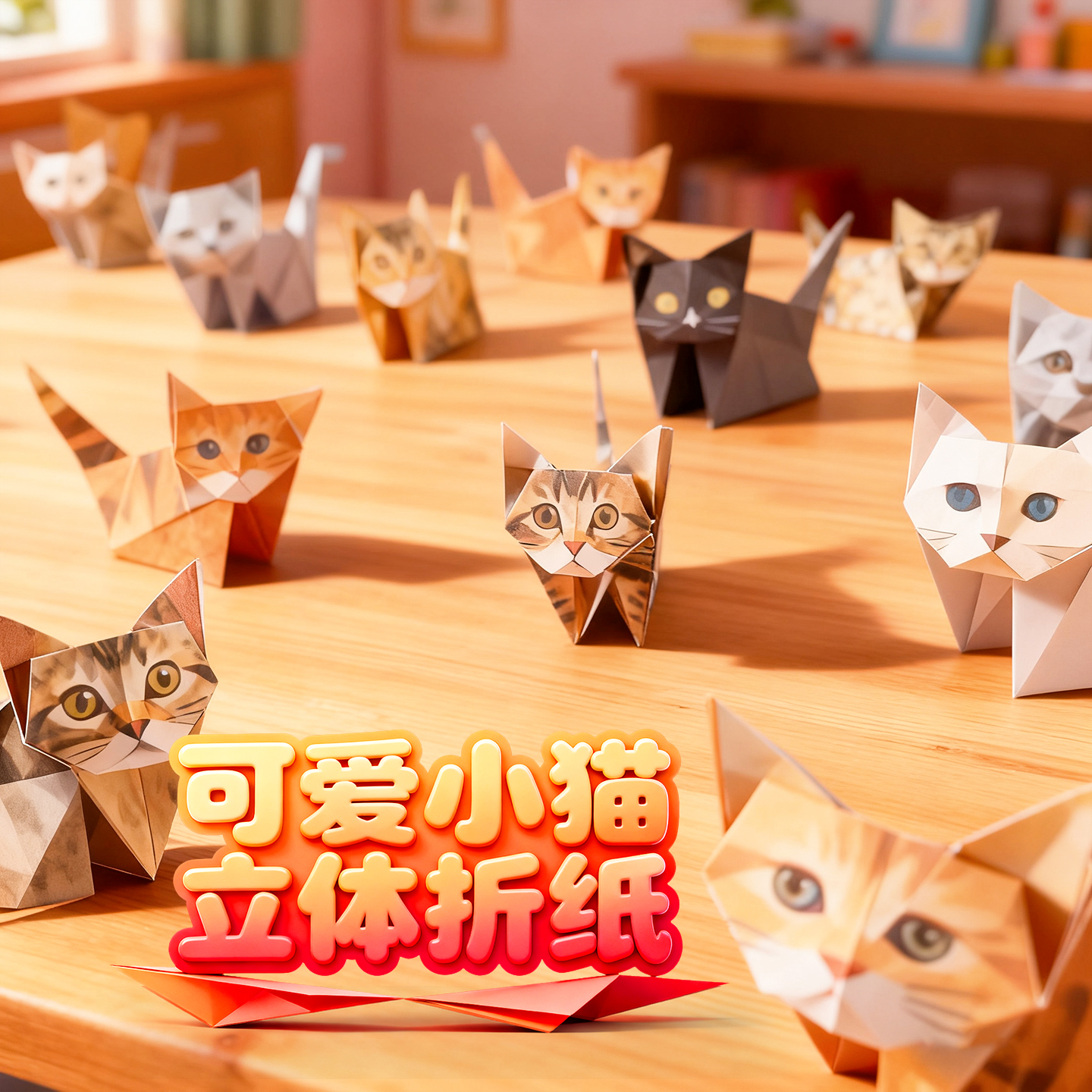 小猫折纸玩具3d立体叠纸