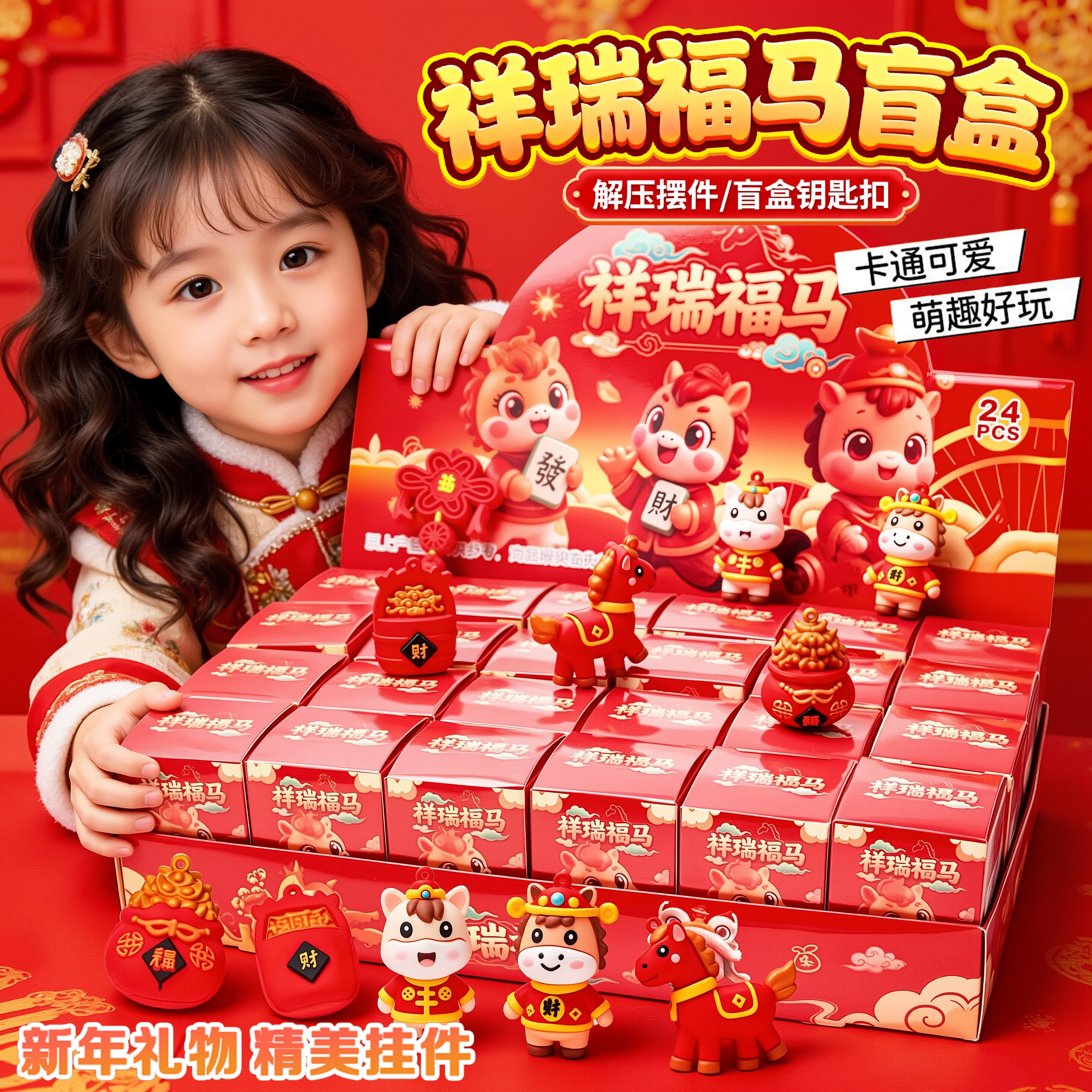 2026年马年盲盒儿童洞洞乐玩具小学生奖励礼品公仔钥匙扣挂件手办,模玩/动漫/周边/娃圈三坑/桌游,潮玩盲盒,淘宝优惠券,粉丝福利购,淘宝优惠卷