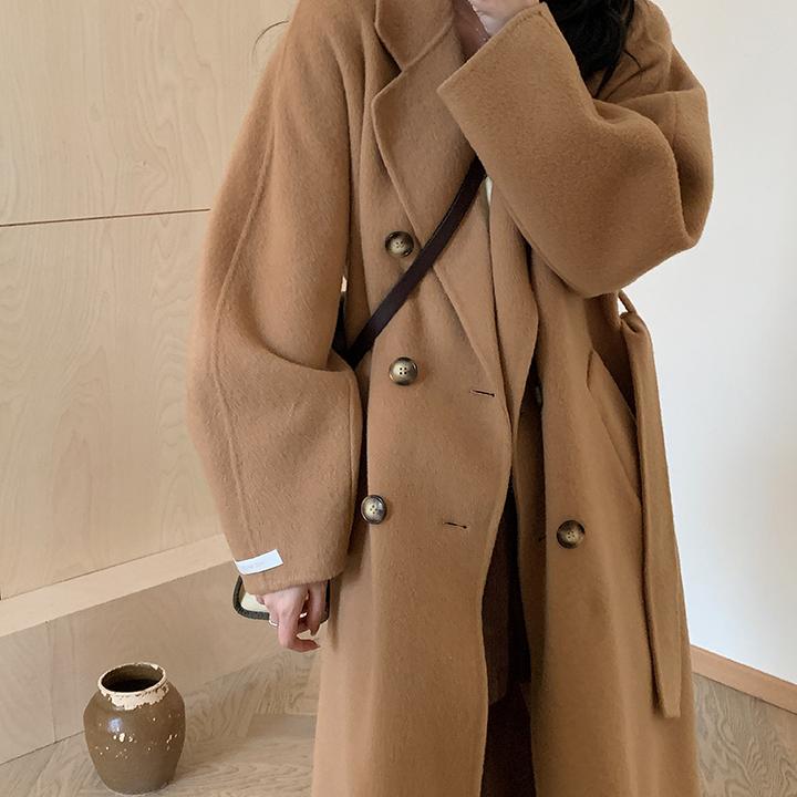 全澳毛长毛款千金大衣长短款双面手缝羊毛外套双排扣 001