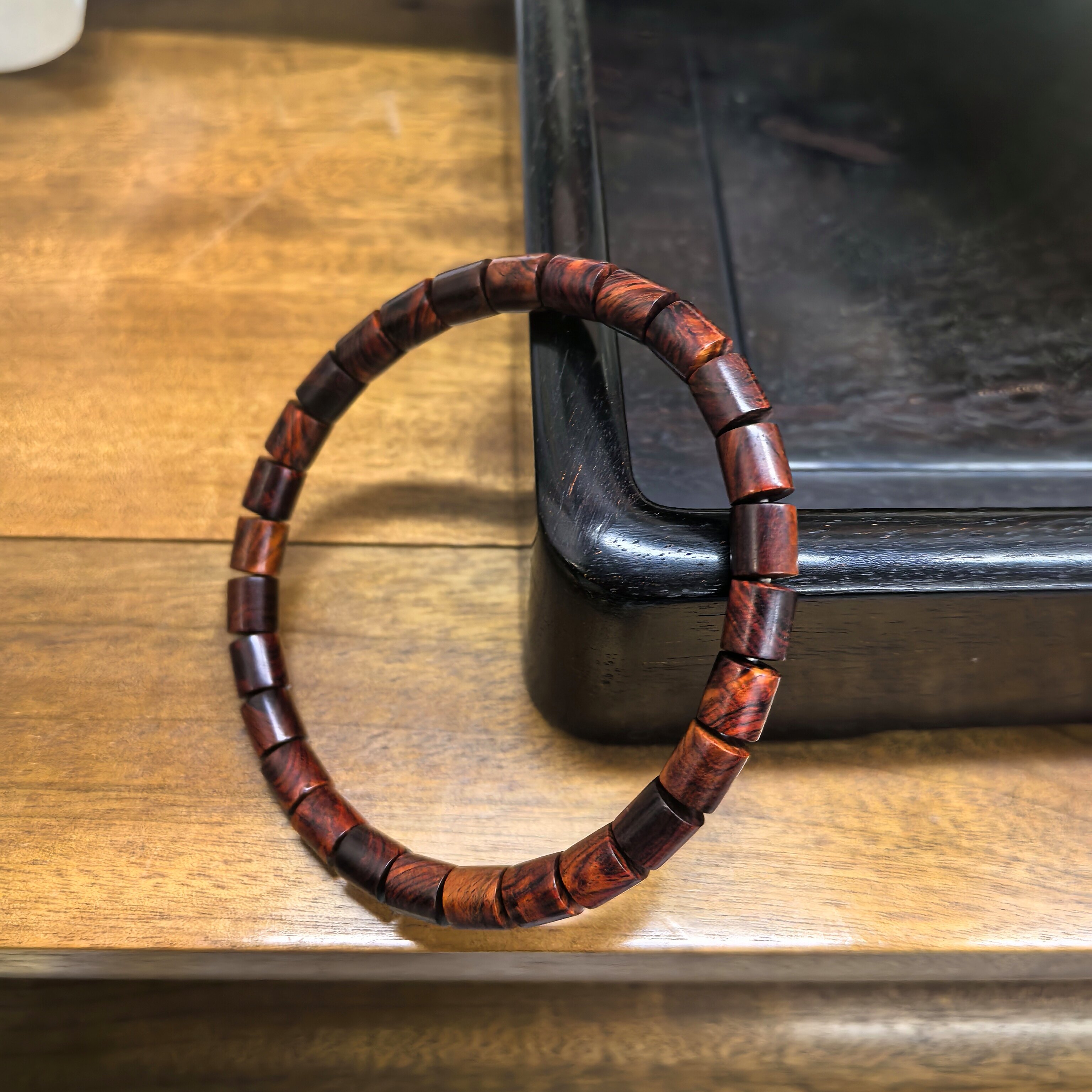 正宗海南黄花梨手串桶珠7×6mm 手串黄花梨油黎 纯手工细磨 精工