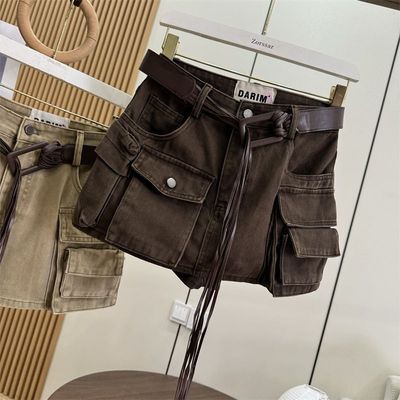 宽松显瘦辣妹街头复古工装短裙裤