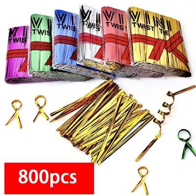 800pcs 6/8/10cm Gold/silver Metallic Twist Ties Wire Sealing