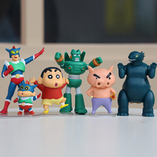 网红蜡笔小新桌面摆件动感超人光屁屁怪兽手办康达姆机器人礼物