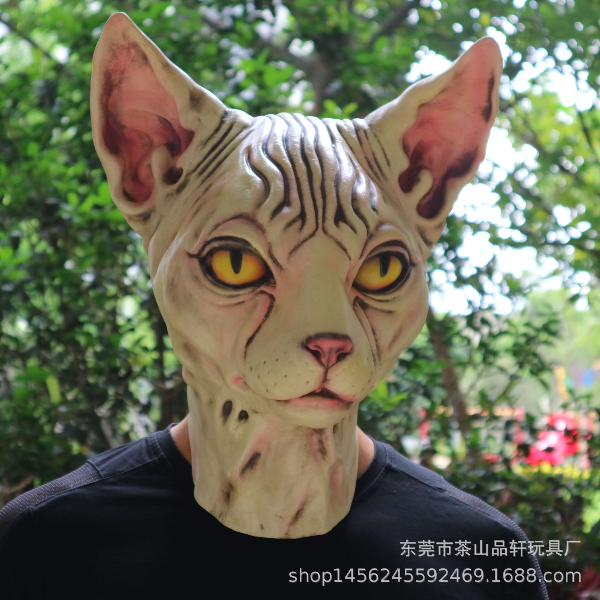 毛猫动物面具头套万圣节恐怖猫妖人脸外星人道具化妆舞会角色