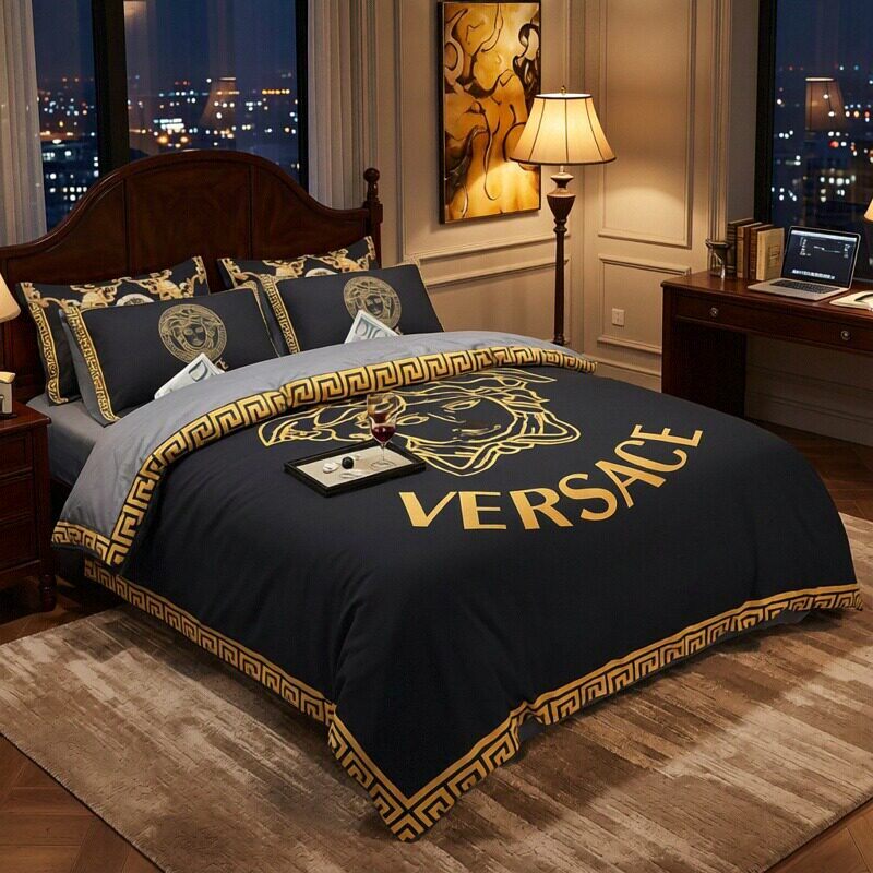 男士大牌风床上四件套纯棉轻奢高级感高端大气床单被套床笠款潮牌