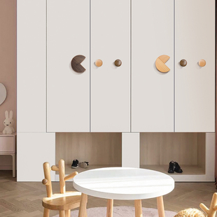 吃豆人儿童房衣柜拉手卡通柜门把手抽屉小拉手中古风实木衣柜拉手