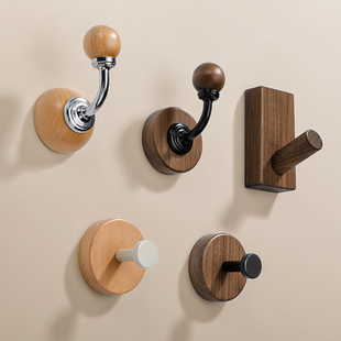 实木黑胡桃木挂衣钩门后免打孔衣柜壁挂墙上玄关挂衣架挂画挂钩