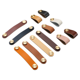 法式真牛皮柜门拉手儿童房衣柜橱柜抽屉柜子皮质防撞房车专用把手