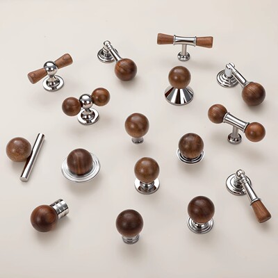 新中式黄铜单孔拉手衣橱柜门抽屉家具中古风复古法式亮银小把手